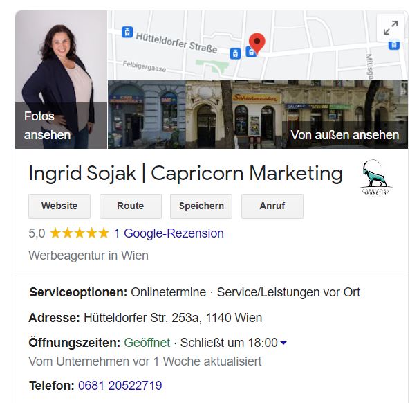 Google Unternehmensprofil Capricorn Marketing