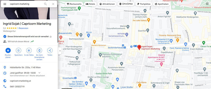 Maps Google Unternehmensprofil Capricorn Marketing