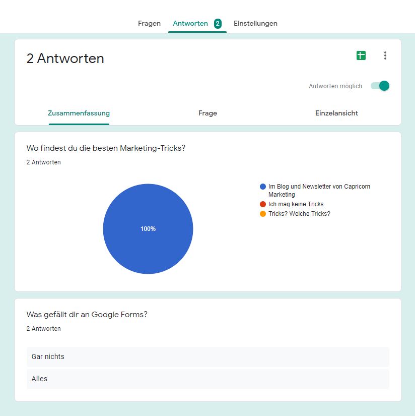 Marketingblog Google Forms Formulare Antworten