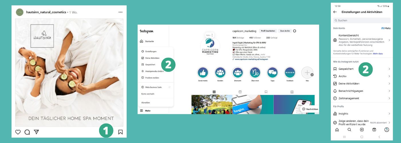 insta fb beitrag speichern