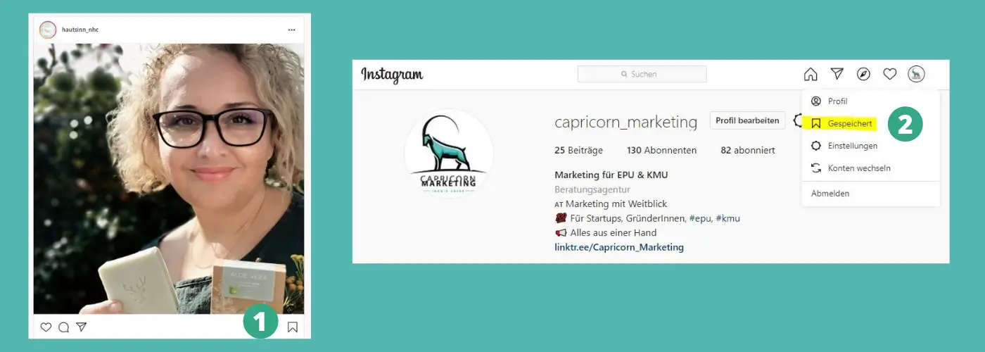 Marketingblog Beiträge speichern in Instagram Screenshot